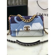 Large Chanel 19 Flap Bag Printed Silk High