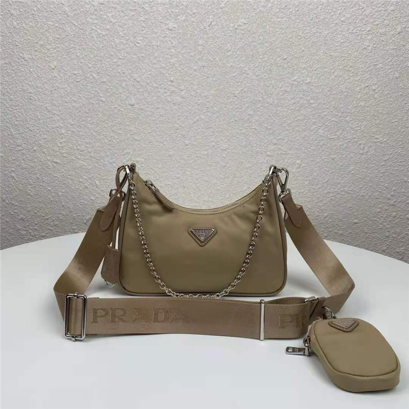 Prada Re-Edition 2005 nylon shoulder bag Taupe High