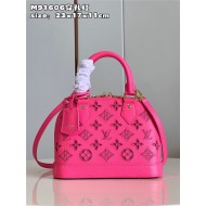 Louis Vuitton Alma BB Bag Calfskin Monogram Embroidrey M22878 Fuchsia High