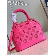 Louis Vuitton Alma BB Bag Calfskin Monogram Embroidrey M22878 Fuchsia High