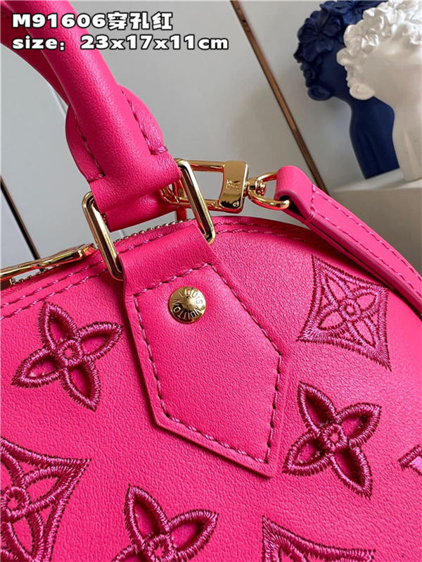 Louis Vuitton Alma BB Bag Calfskin Monogram Embroidrey M22878 Fuchsia High