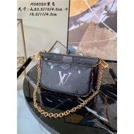 Louis Vuitton MULTI POCHETTE ACCESSOIRES Embossed supple grained cowhide leather Black M58520 High