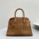 The Row Soft Margaux 12 Bag in Suede Caramel High