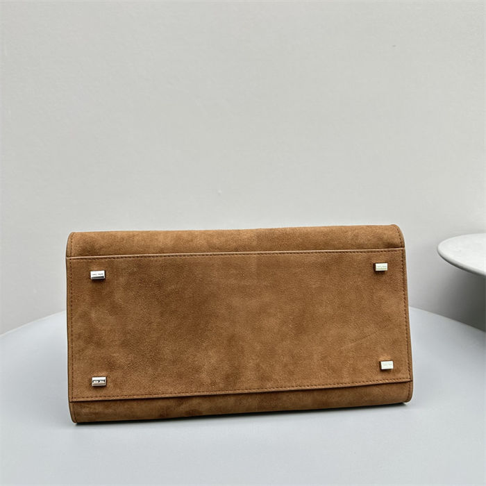 The Row Soft Margaux 12 Bag in Suede Caramel High