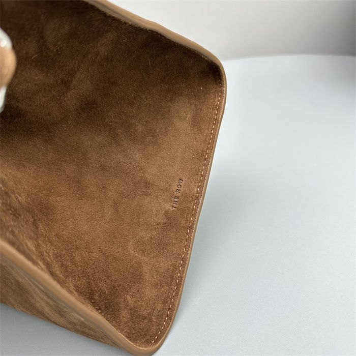 The Row Soft Margaux 12 Bag in Suede Caramel High