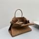 The Row Soft Margaux 12 Bag in Suede Caramel High