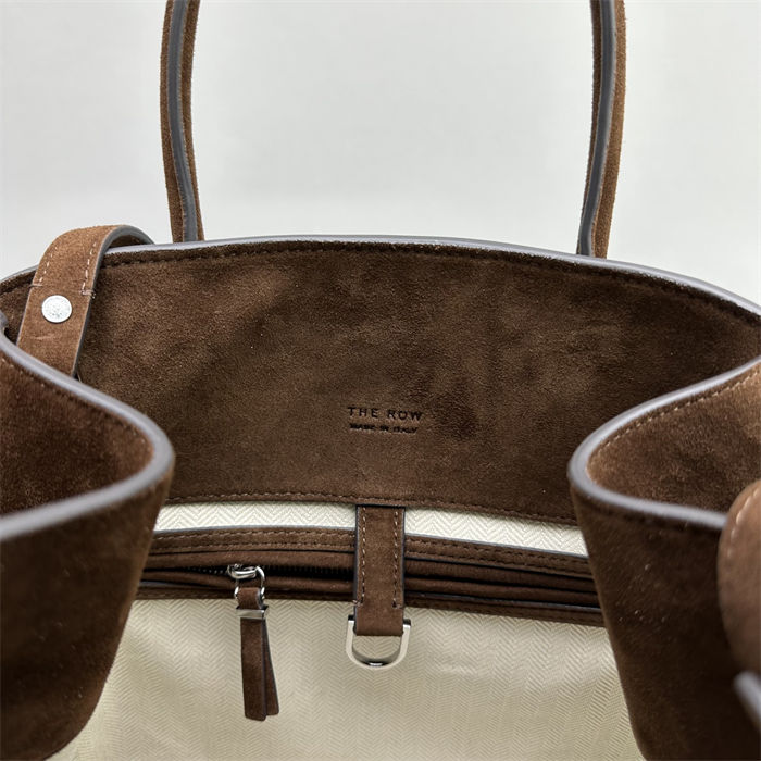 The Row Soft Margaux 12 Bag in Suede Brown High