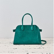 The Row Soft Margaux 12 Bag in Suede Green High