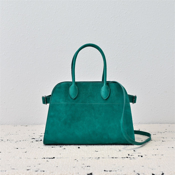 The Row Soft Margaux 12 Bag in Suede Green High