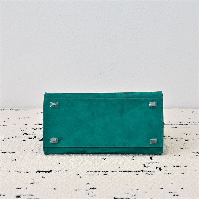 The Row Soft Margaux 12 Bag in Suede Green High