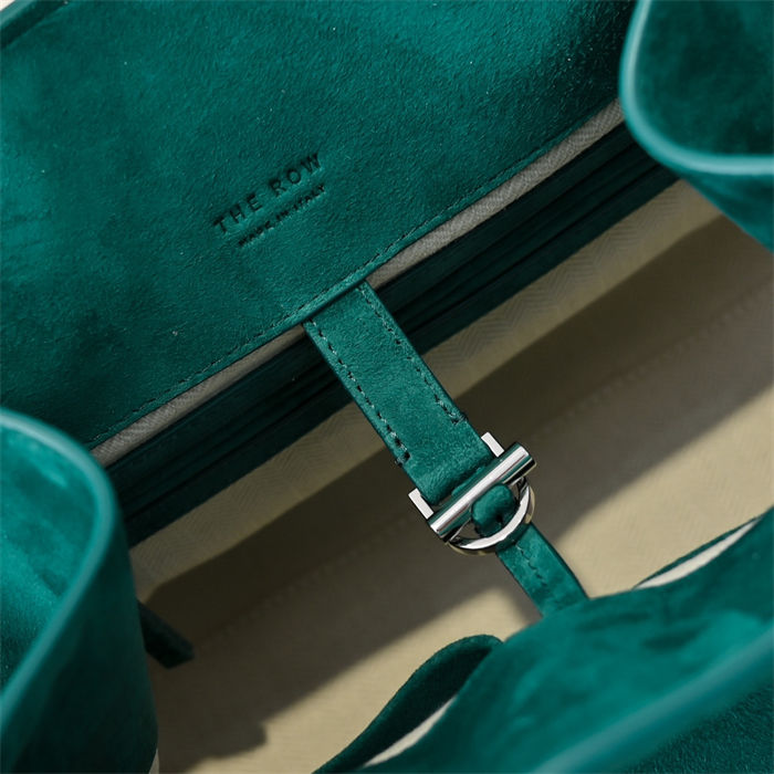 The Row Soft Margaux 12 Bag in Suede Green High