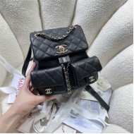 Chanel BACKPACK AS3860 Grained Shiny Calfskin & Gold-Tone Metal Black A