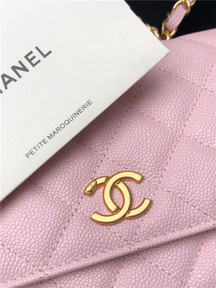 Chanel WALLET ON CHAIN AP2804 Grained Shiny Calfskin & Gold-Tone Metal Pink A