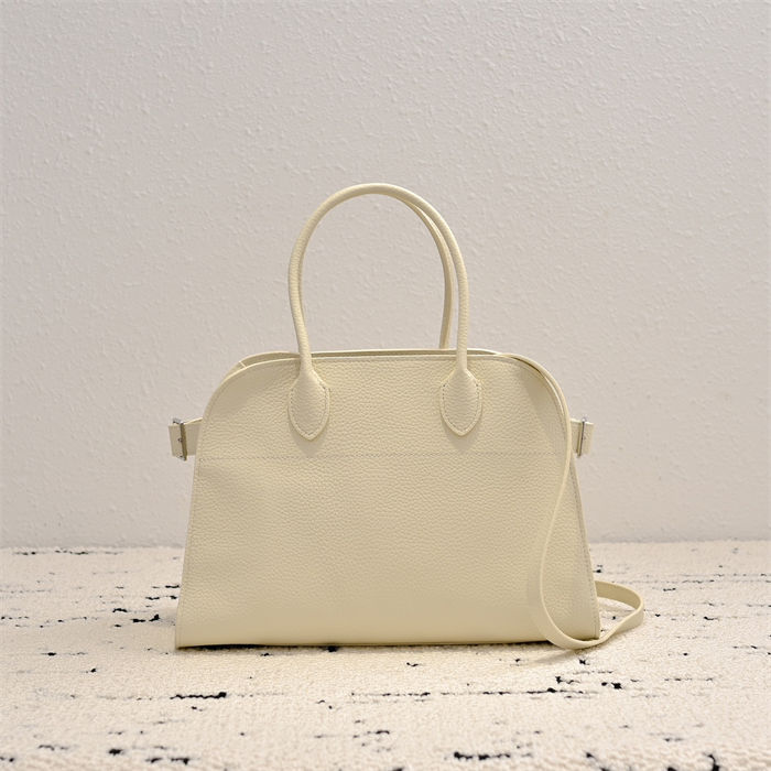 The Row Soft Margaux 12 Bag in Grained Leather Cream High