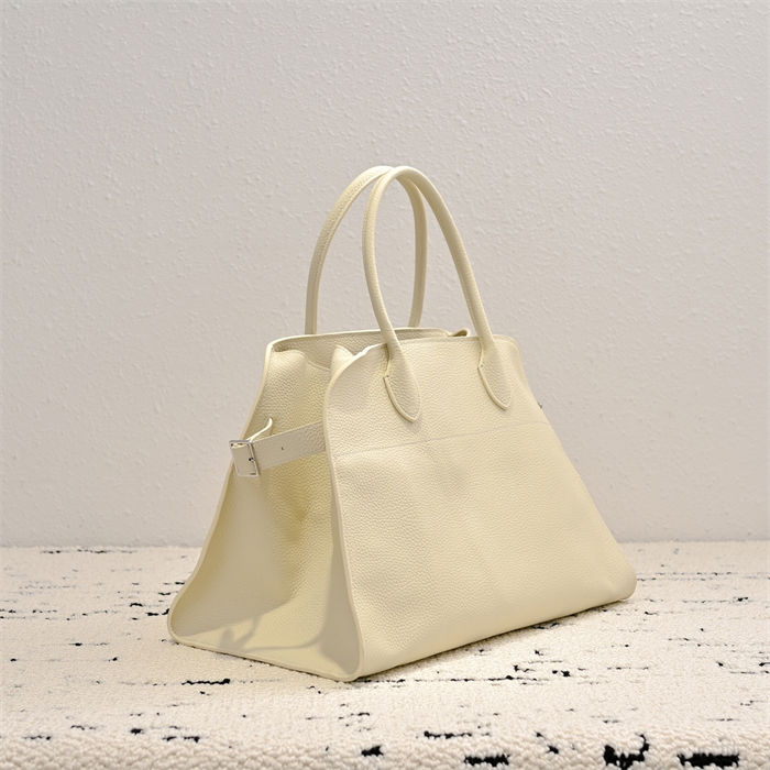 The Row Soft Margaux 12 Bag in Grained Leather Cream High