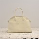 The Row Soft Margaux 12 Bag in Grained Leather Cream High