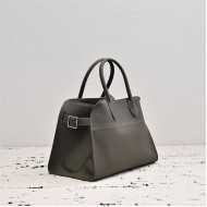 The Row Soft Margaux 12 Bag in Grained Leather Etoupe High