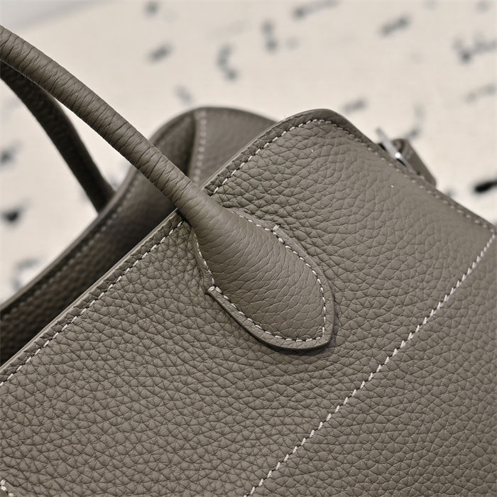 The Row Soft Margaux 12 Bag in Grained Leather Etoupe High