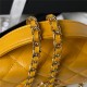 Chanel FLAP BAG With Top Handle AP3367 Shiny Aged Calfskin & Gold-Tone Metal Mustard High