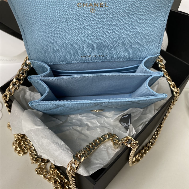 Chanel CLUTCH WITH CHAIN Grained Calfskin Enamel & Gold-Tone Metal AP2758 A