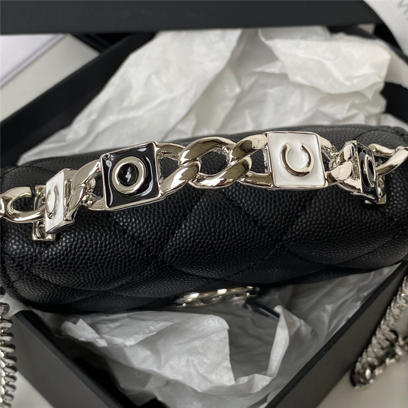 Chanel CLUTCH WITH CHAIN Grained Calfskin Enamel & Silver-Tone Metal AP2758 A