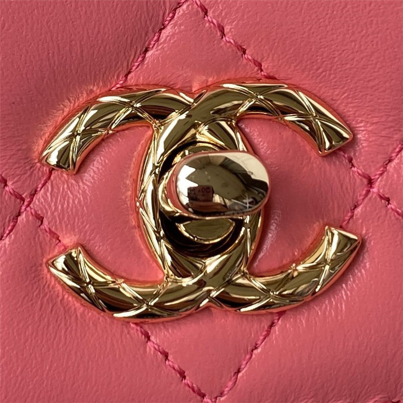 Chanel WALLET ON CHAIN A80982 Lambskin & Gold-Tone Metal Pink A