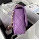 LARGE FLAP BAG AS3215 Lambskin & Gold-Tone Metal Purple A