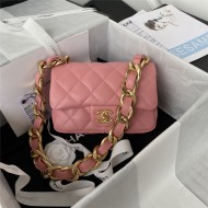 SMALL FLAP BAG AS3214 Lambskin & Gold-Tone Metal Pink A