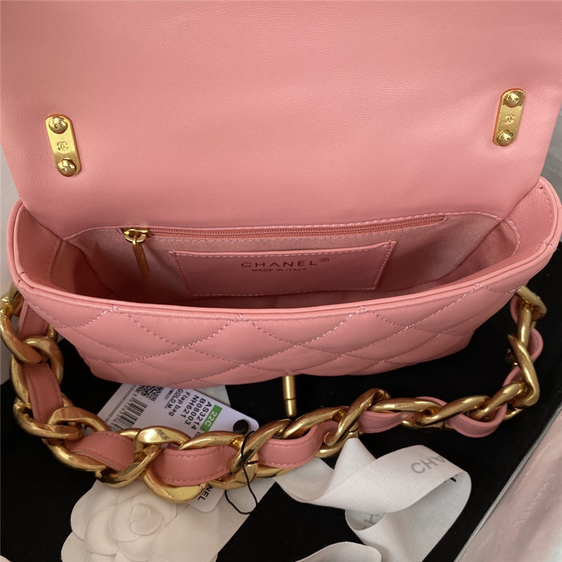 SMALL FLAP BAG AS3214 Lambskin & Gold-Tone Metal Pink A