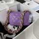 SMALL FLAP BAG AS3214 Lambskin & Gold-Tone Metal Purple A