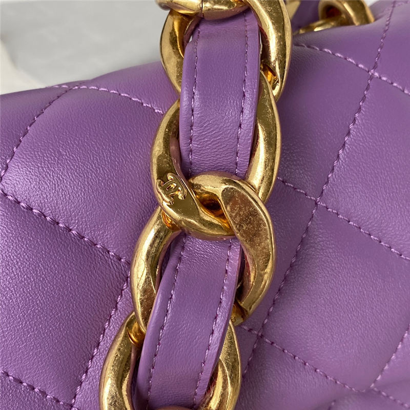 SMALL FLAP BAG AS3214 Lambskin & Gold-Tone Metal Purple A