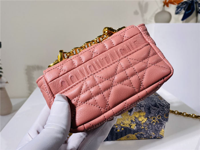 MICRO Dior CARO BAG Supple Cannage Calfskin Pink Mid