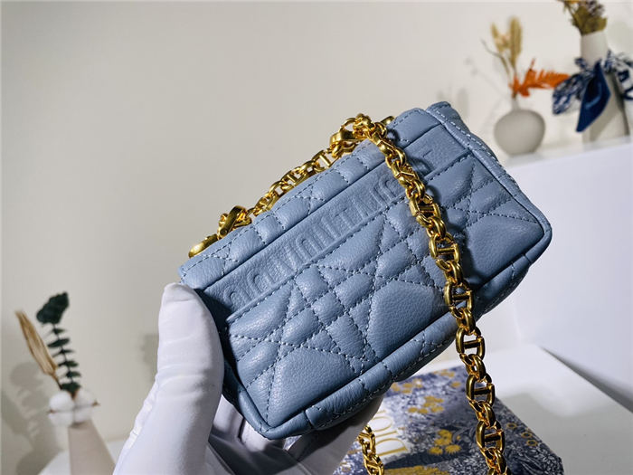 MICRO Dior CARO BAG Supple Cannage Calfskin Blue Mid