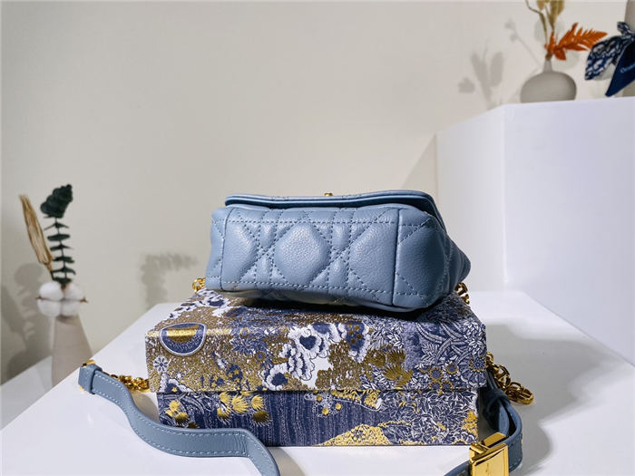 MICRO Dior CARO BAG Supple Cannage Calfskin Blue Mid