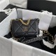 Chanel 19 WALLET ON CHAIN Shiny Lambskin Gold/Silver-Tone & Ruthenium-Finish Metal Black A