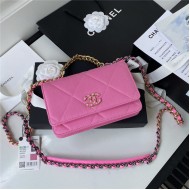 Chanel 19 WALLET ON CHAIN Pink A