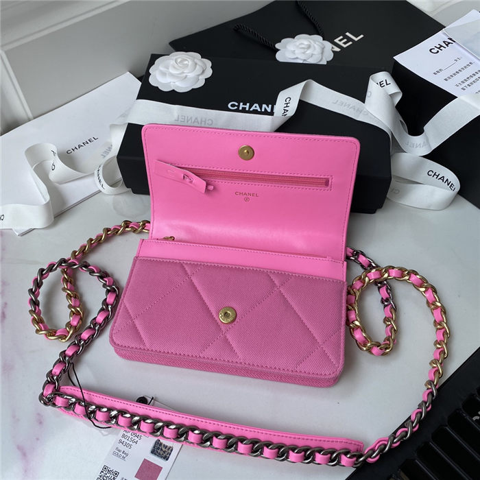 Chanel 19 WALLET ON CHAIN Pink A