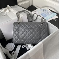 Medium CLASSIC HANDBAG Lambskin Dark Grey Silver Metal A