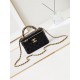 CLUTCH WITH CHAIN AP4168 Shiny Crumpled Calfskin Gold-Metal Black A