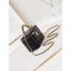 CLUTCH WITH CHAIN AP4168 Shiny Crumpled Calfskin Gold-Metal Black A