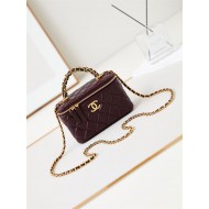 CLUTCH WITH CHAIN AP4168 Shiny Crumpled Calfskin Gold-Metal Burgundy A