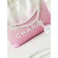 Chanel 22 MINI HANDBAG Patent Gradient Calfskin & Lacquered Metal Light Pink AS3980 High