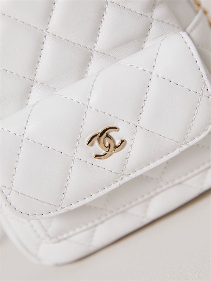 Chanel Mini Backpack Lambskin Gold-Tone Metal AP3753 White High