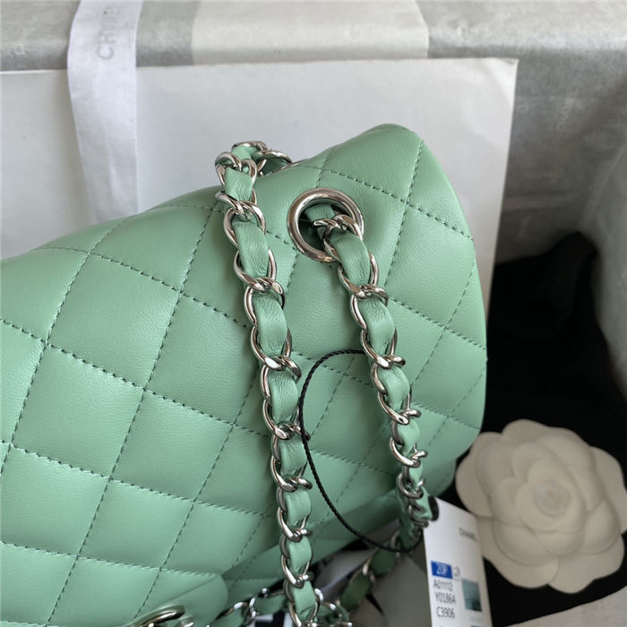 Medium CLASSIC HANDBAG Lambskin Lt-Green Silver Metal A