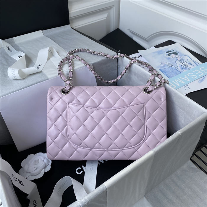 Medium CLASSIC HANDBAG Lambskin Pink Silver Metal A