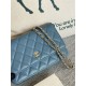 Classic Wallet on Chain AP0250 Grained Calfskin Blue Gold Metal B