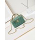 CLUTCH WITH CHAIN AP4168 Shiny Crumpled Calfskin Gold-Metal Green A