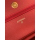 Classic Wallet on Chain AP0250 Grained Calfskin Red Gold Metal B