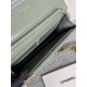 Classic Wallet on Chain AP0250 Grained Calfskin Green Gold Metal B