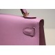 Hermes Kelly Mini II Bag Epsom Leather WAX Silver/Gold Metal Mauve Sylvestre High